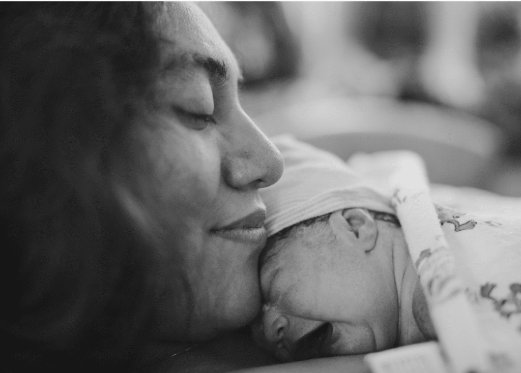 Hypnobirthing mother with newborn baby