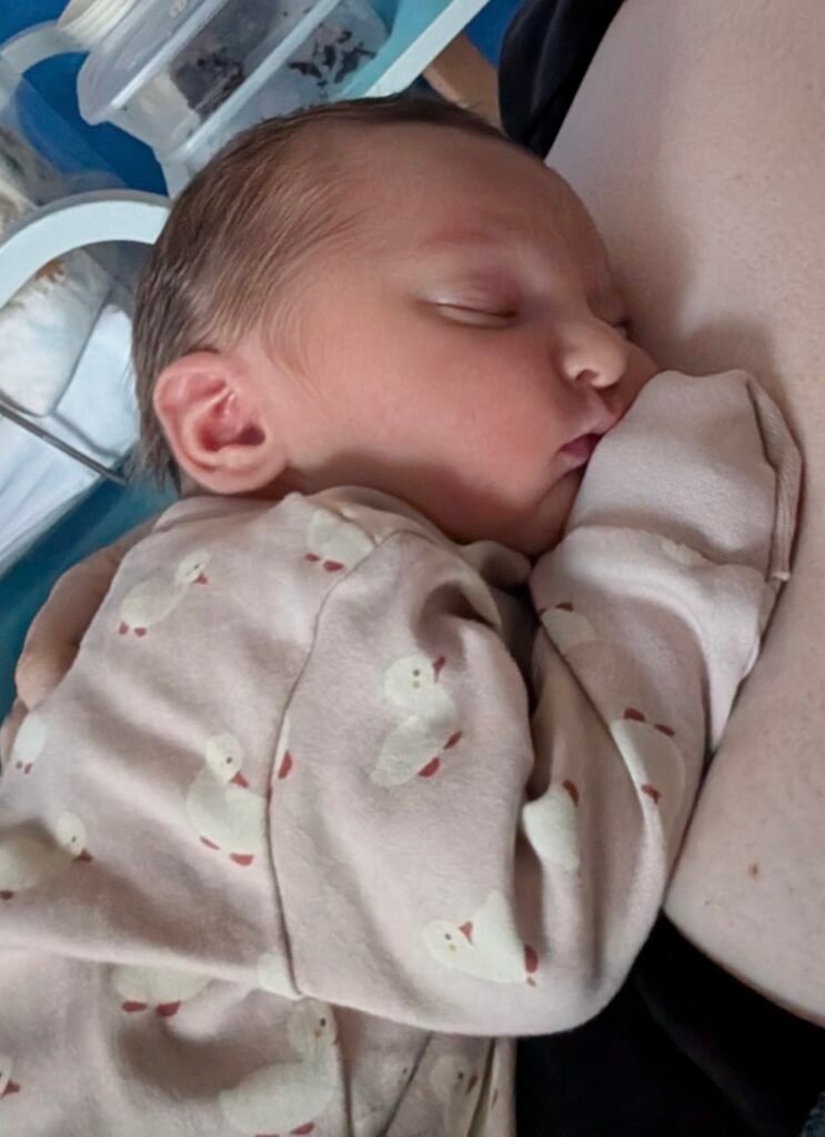 Newborn baby born to hypnobirthing mother at Truro hospital